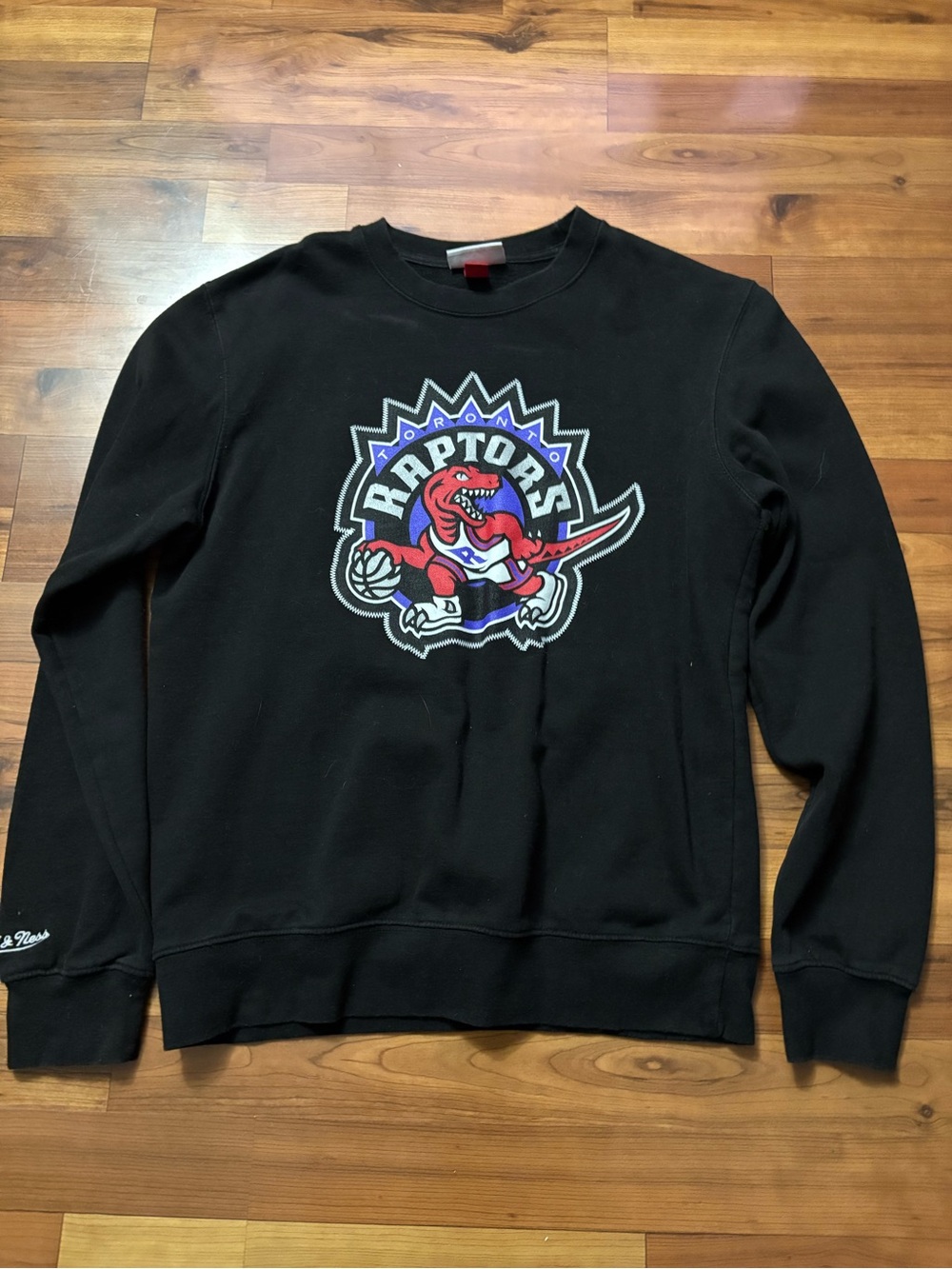 Mitchell & Ness Black Toronto Raptors Crewneck with Red Logo